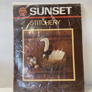 Sunset Stitchery Kit 2871 Country Goose 11.5 inch High Finished Vintage